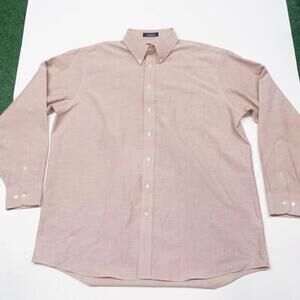 Stafford‎ Dress Shirt Men's 17.5 Millennial Pink Cotton Blend Oxford Button-Down